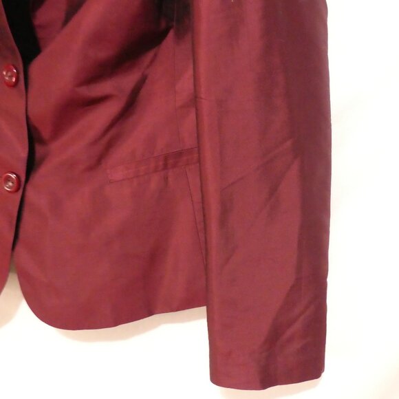 Women's Shiny Formal Burgundy Blazer - Suit Jacket | Faux Pockets | medium - Picture 8 of 14